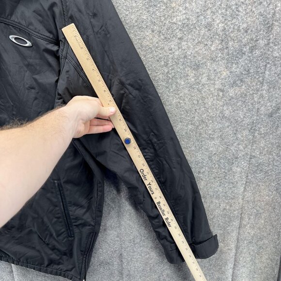 Oakley Jacket Men Large Black Button Down Polyester Full Zip Coat VTG Rain Wind - Picture 9 of 16